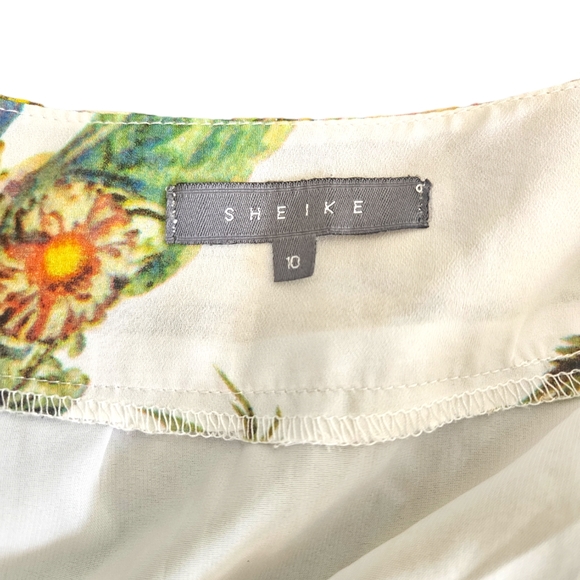 Sheike | Long skirt With High Thigh Splits | Size 10 | Colour White,Green&Brown - Picture 3 of 5
